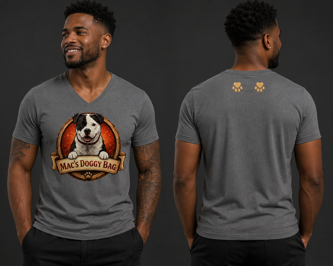 Mac's Doggy Bag T Shirts (V-Neck) - Hug Me Mac